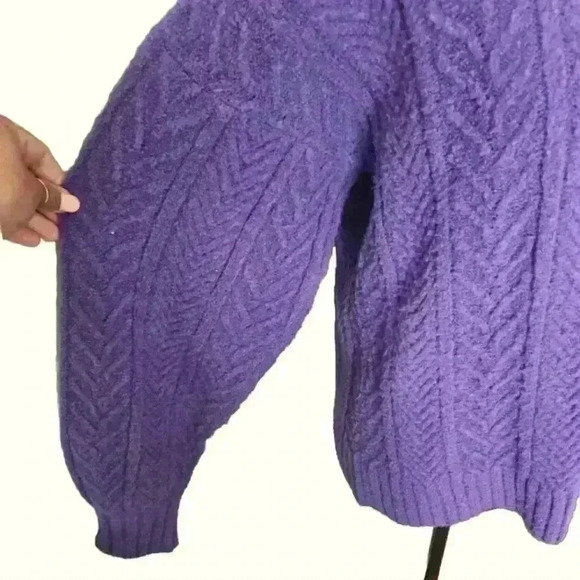 St. John Sportswear Womens Purple Wool Chunky Knit Turtleneck Sweater S - Picture 4 of 11